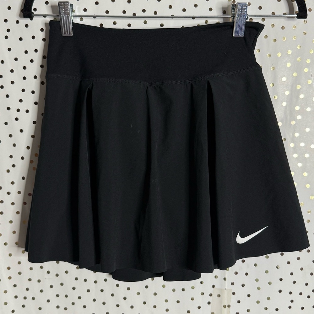 Nike Black Pleated Skirt with White Logo - Picture 1 of 7